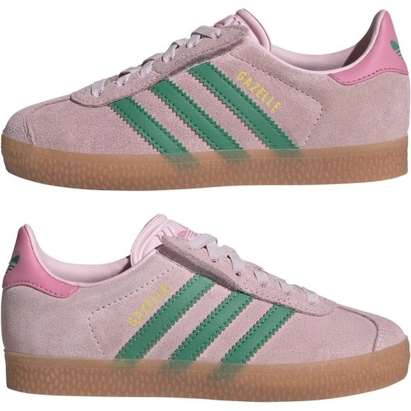 adidas Shoes - Adidas Gazelle Suede Pink and Green Shoes